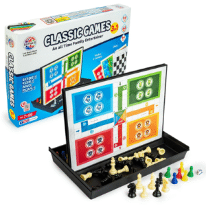 Ratna's Classic Games 3 in 1 Family Entertainer Table Top Board Games with Chess, Snakes & Ladders, Ludo for Ages 7-99 Years