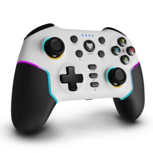 evofox elite x2 pro gaming controller for pc, android, tv, switch tri mode 2.4gbtwired gamepad, hallsense magnetic triggers & joystick, 1000hz polling, rgb, replaceable joysticks,16h battery white