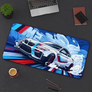 extended gaming mouse pad for desk (23x11.5 inch) – large mouse pad for office & home non slip rubber base, smooth surface desk mat for laptop, keyboard & mouse (sports car edition) (print 1)